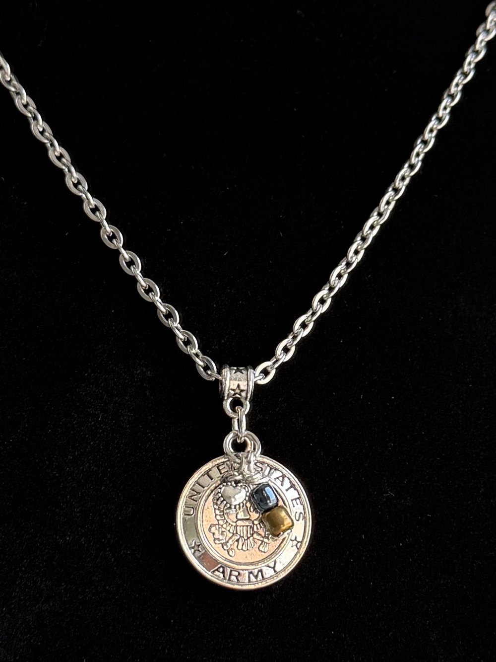 US Army Black & Gold Necklace 18-20" - Handmade, Hero Gift, US Army Jewelry - Picture 2 of 6